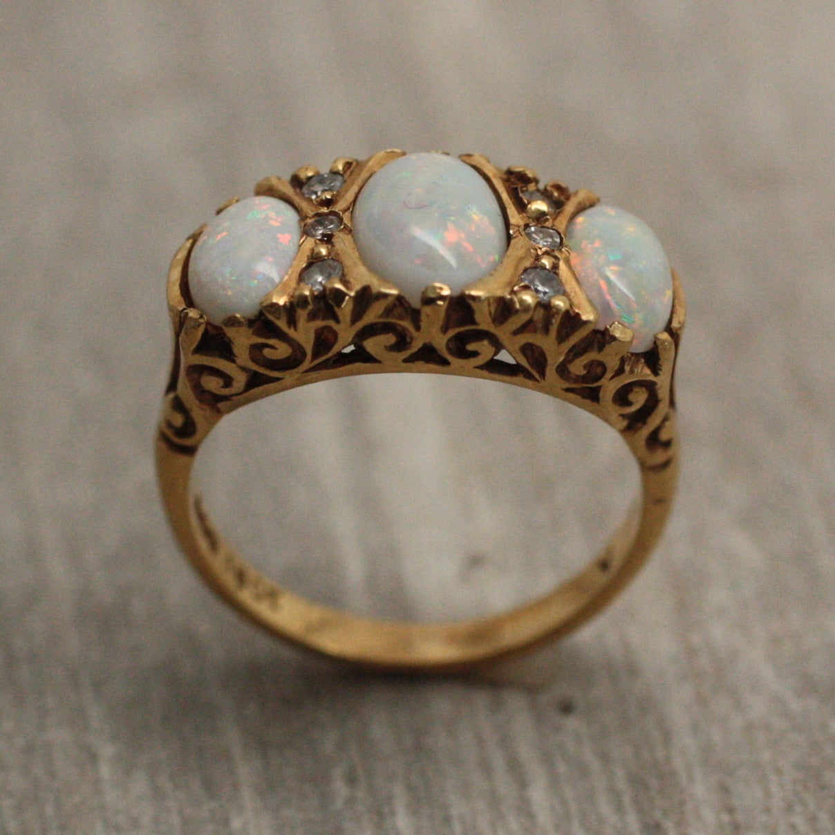 Circa 1930 Birmingham-Style Opal & Diamond Ring