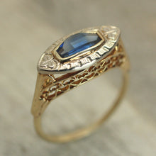 14K Sapphire Filagree Ring