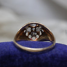 c1880 Handmade 14k Old Mine Cut Diamond Cluster Ring