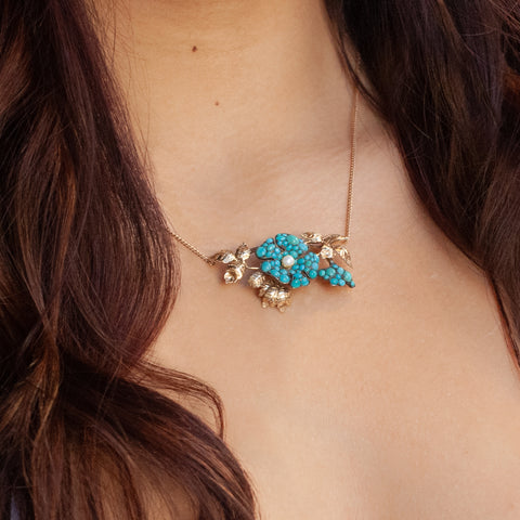 Turquoise Flower Necklace c1890