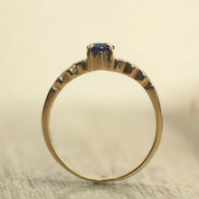 Circa 1970 14K Sapphire & Diamond Ring