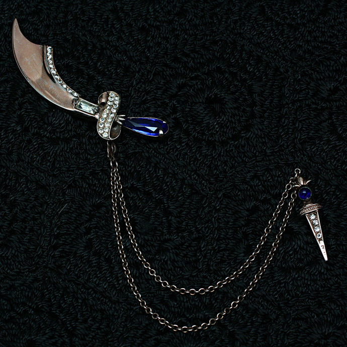 1941-46 Sterling Scimitar and Dagger Chatelaine Brooch