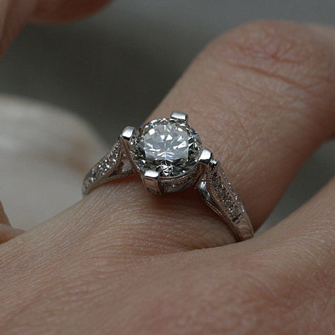 1970's Handmade Platinum Christian Bauer Diamond Ring