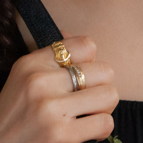 Gold Band with Diamonds c1980