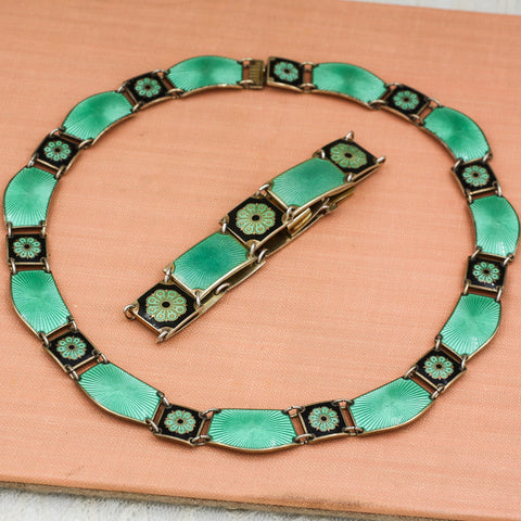 Midcentury David Andersen Guilloché Enamel Collar Necklace