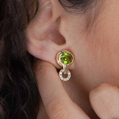 Peridot and Diamond Earrings c1980