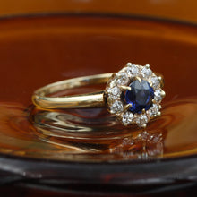 c1880 Burmese Sapphire and Old Mine Diamond Halo Ring