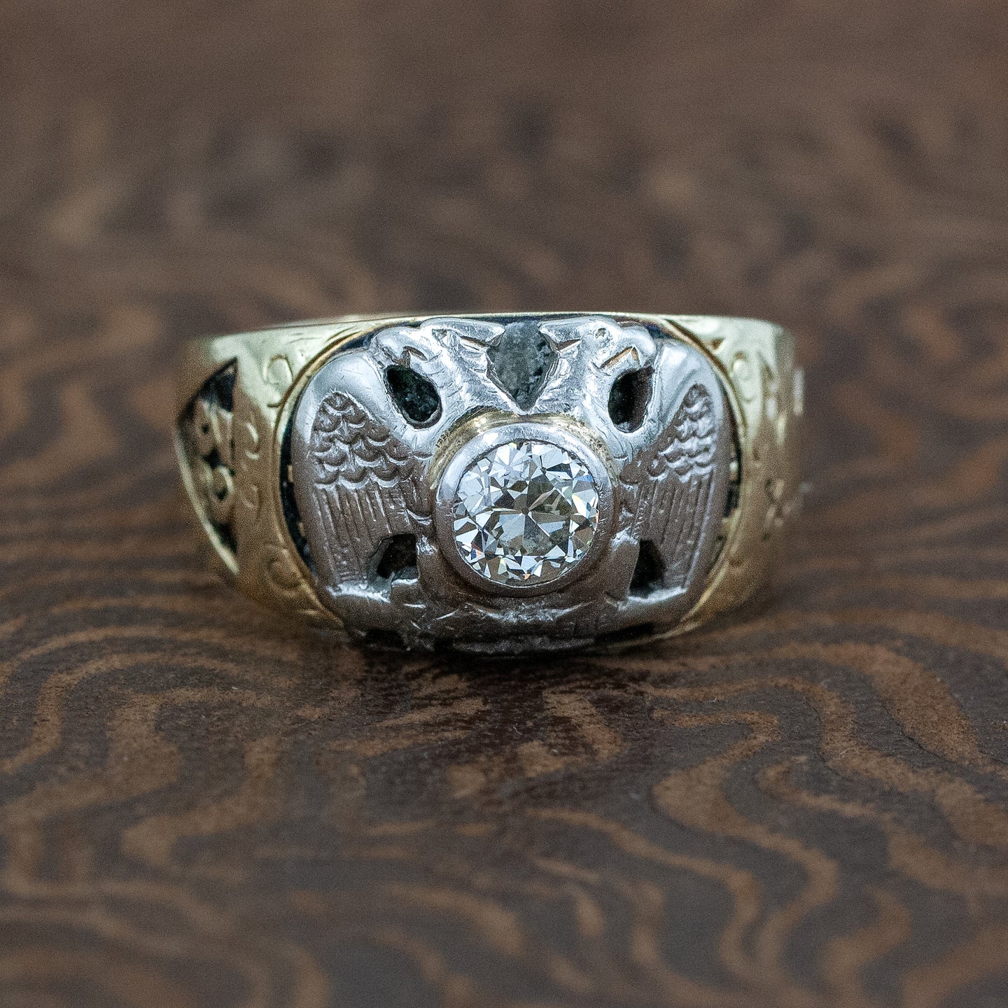 Masonic Ring - Past Master Masonic Ring - Silver and Gold | MasonArtStore