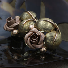 Gold Rose Earrings c1930
