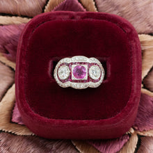 Art Deco Burmese Ruby and Diamond Cocktail Ring c1935