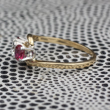 Diamond and Fine Ruby Three Stone Ring c1940