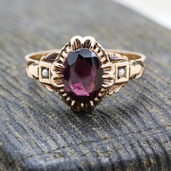 1860s Handmade Rhodalite Garnet Ring