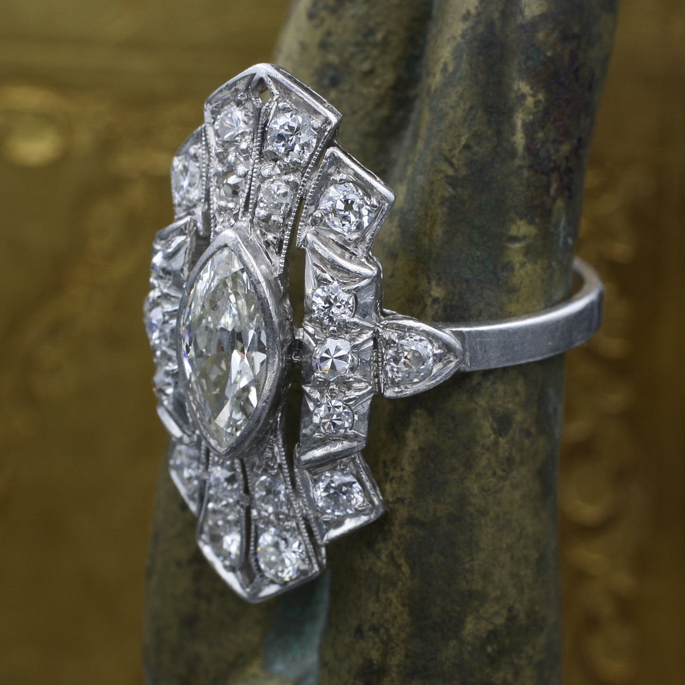 Antique Star Marquise Cut Diamond Ring c1950 – Pippin Vintage Jewelry
