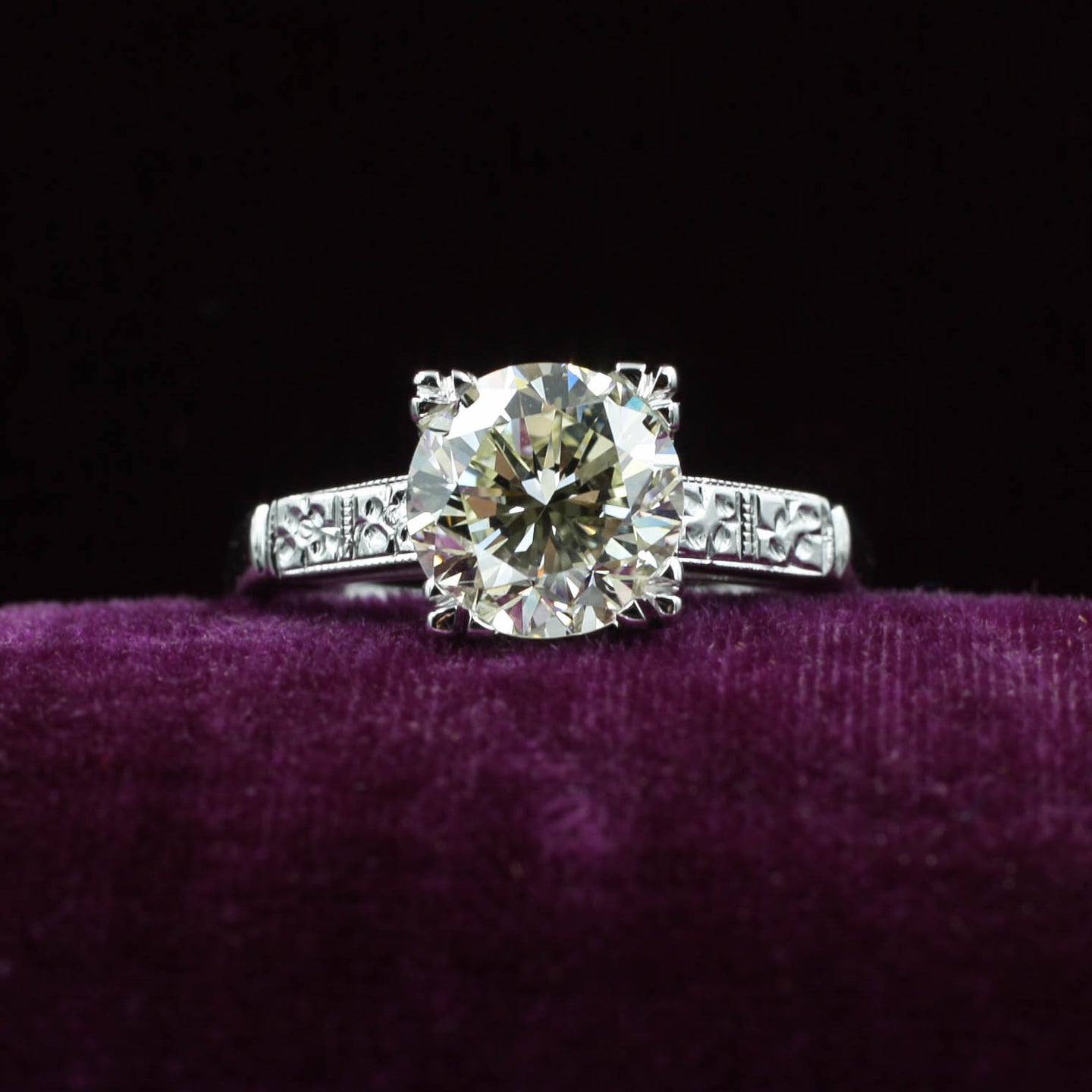1940s Two Carat Fishtail Prong Solitaire