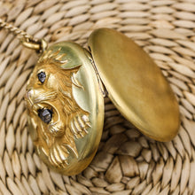 c1880 Rare Gold-filled and Paste Lion Locket