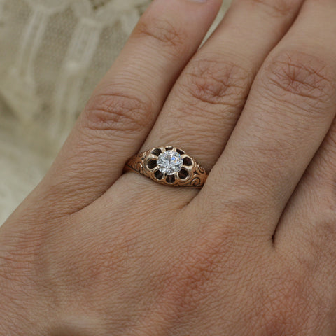 1930s Carved Belcher Solitaire