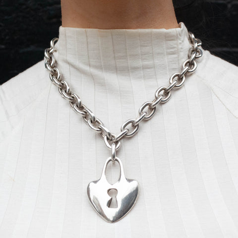 Robert Lee Morris Heart Padlock Necklace c1990