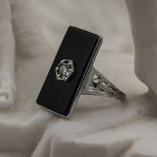 c1900 Onyx and Old Mine Diamond Ring