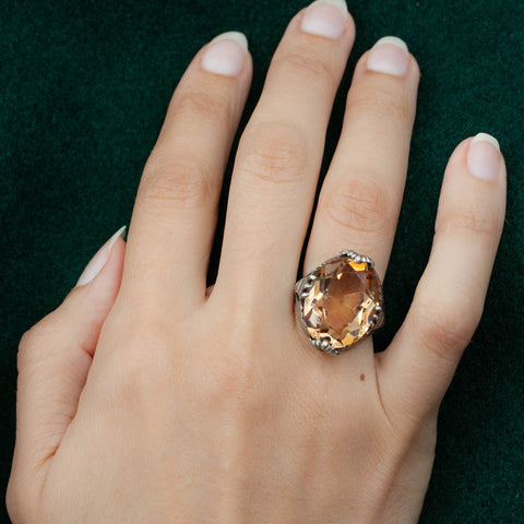 Gold Topaz Sterling Ring c1910