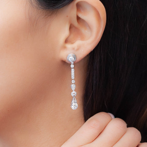 Art Deco Diamond Drop Earrings c1920