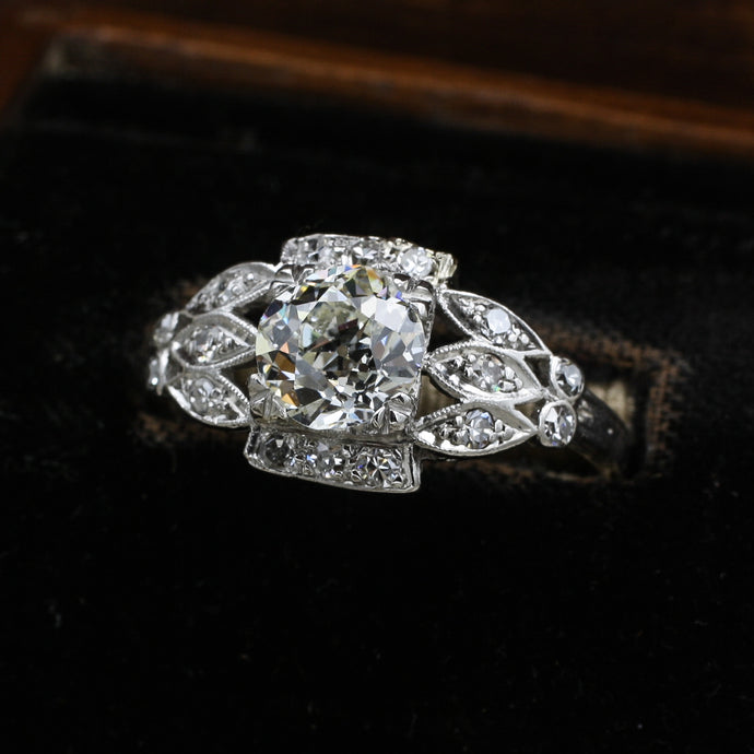 c1910 Handmade Platinum 1.16 Carat Certified Diamond Ring