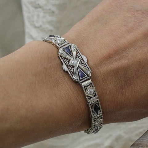 c1920 Diamond and Sapphire Bracelet