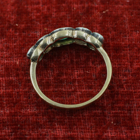 Georgian Topped Emerald and Diamond Band