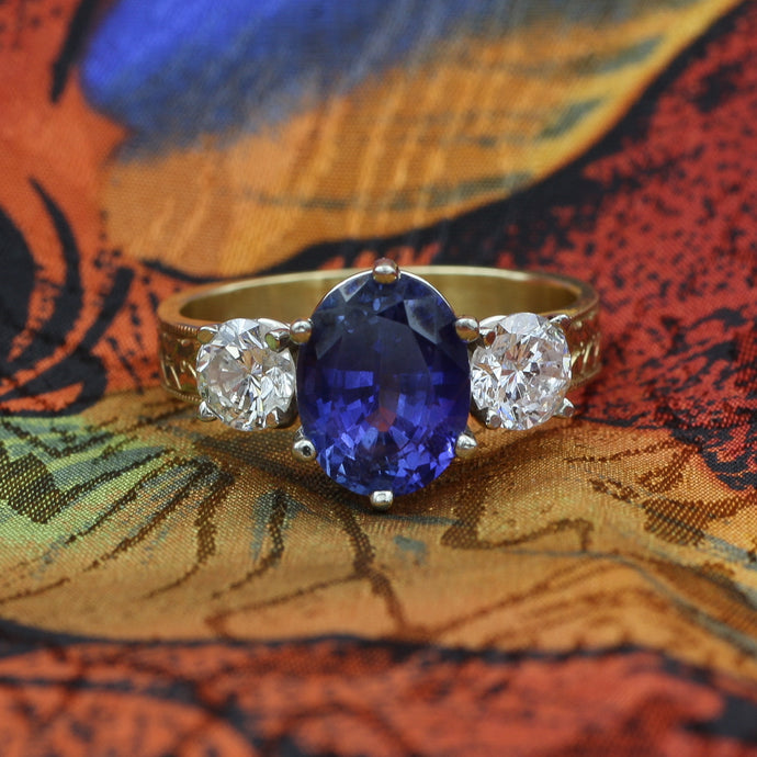 Certified Untreated No Heat Ceylon Sapphire Ring c1980