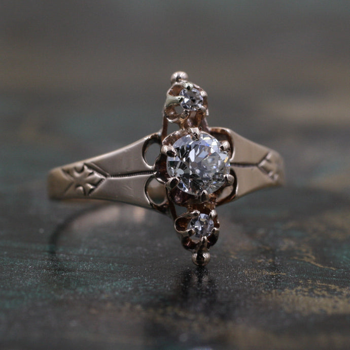 c1890 Rose Gold Diamond Ring