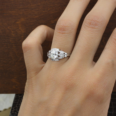 c1910 Handmade Platinum 1.16 Carat Certified Diamond Ring