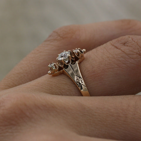 c1890 Rose Gold Diamond Ring