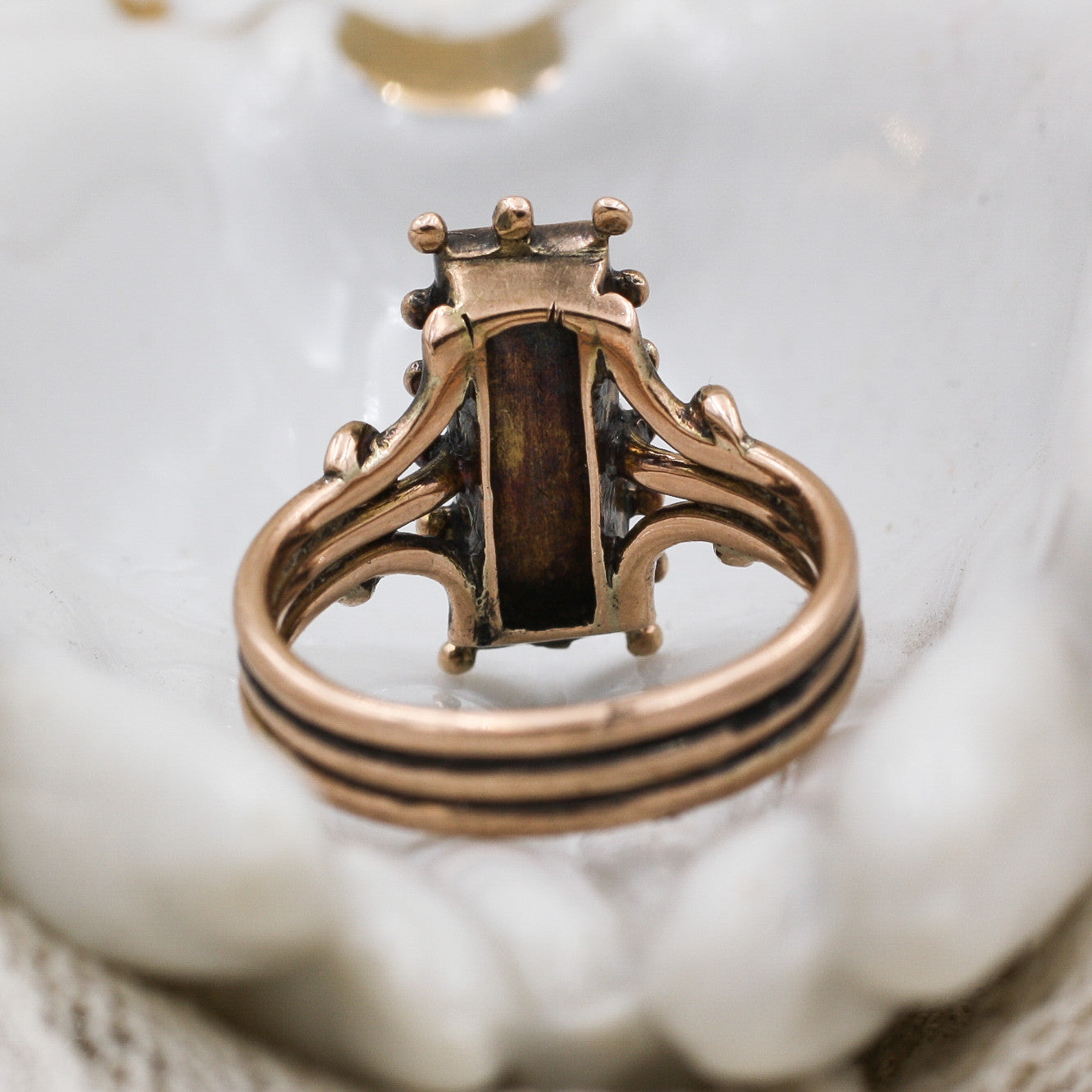 Serpentine Garnet Rose Gold Ring