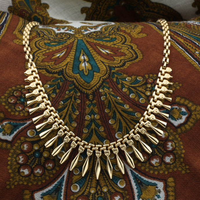 Gold Fringe Collar Necklace c1980