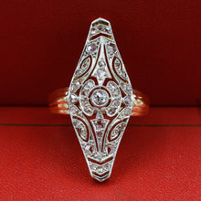 Edwardian Two-tone Diamond Navette Ring c1900