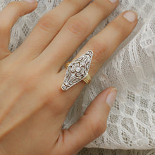 Edwardian Two-tone Diamond Navette Ring c1900