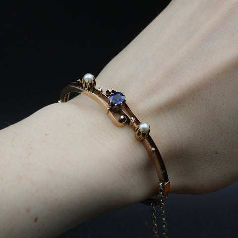 Untreated Burmese Sapphire Bangle c1910