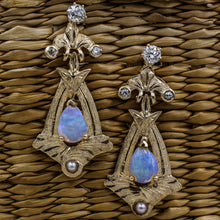 c1900 Opal and Diamond Drop Earrings