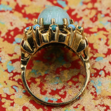 1930s-50s Turquoise and Enamel Cocktail Ring
