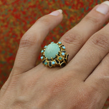 1930s-50s Turquoise and Enamel Cocktail Ring