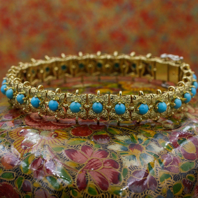 1960s-70s 18k Persian Turquoise Bracelet