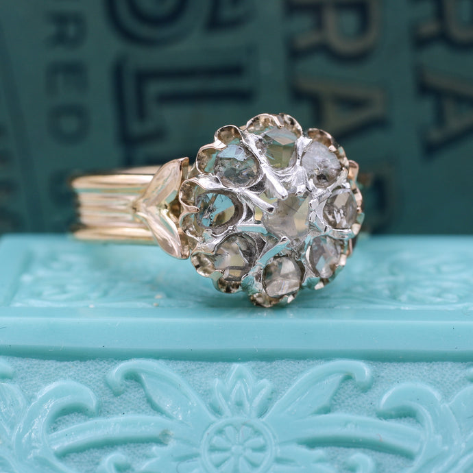1860s Rose Cut Diamond Cluster Ring