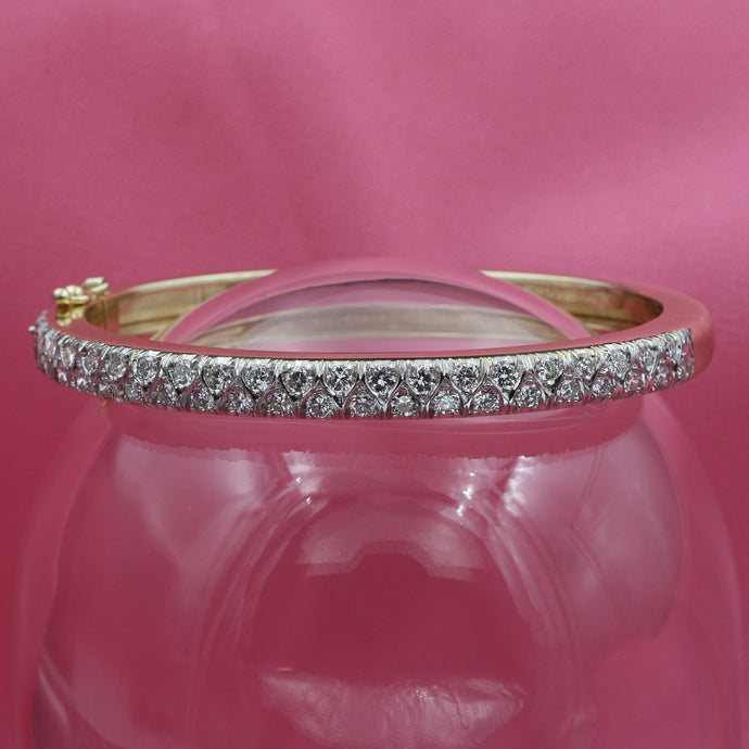 Full Cut Diamond Half Eternity Bangle c1970