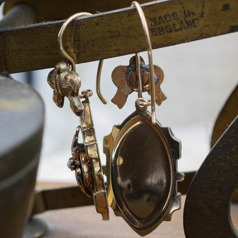 c1880 Taille D'epargne Pinchbeck and Rolled Gold Earrings