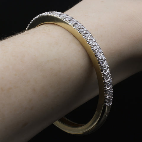 Full Cut Diamond Half Eternity Bangle c1970