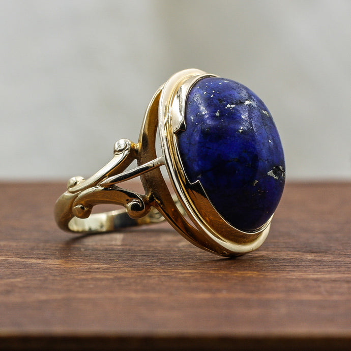 1930s-40s Handmade 14k Lapis Lazuli Ring