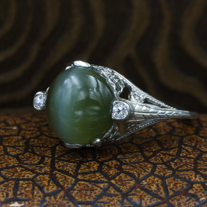 Cat's Eye Filigree Ring c1930