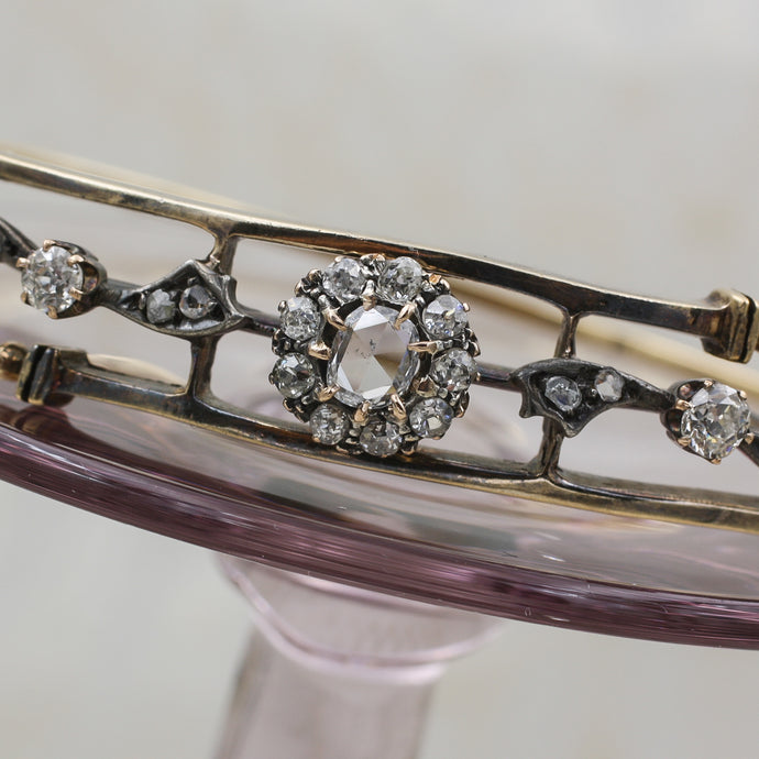 Victorian Rose Cut Diamond Cluster Bangle