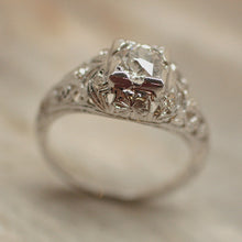 Circa 1920's White Gold & Diamond Filigree Ring