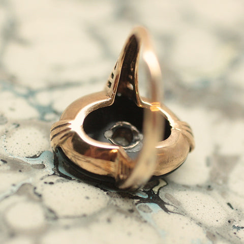 Circa 1930's Classic Onyx & Diamond Ring