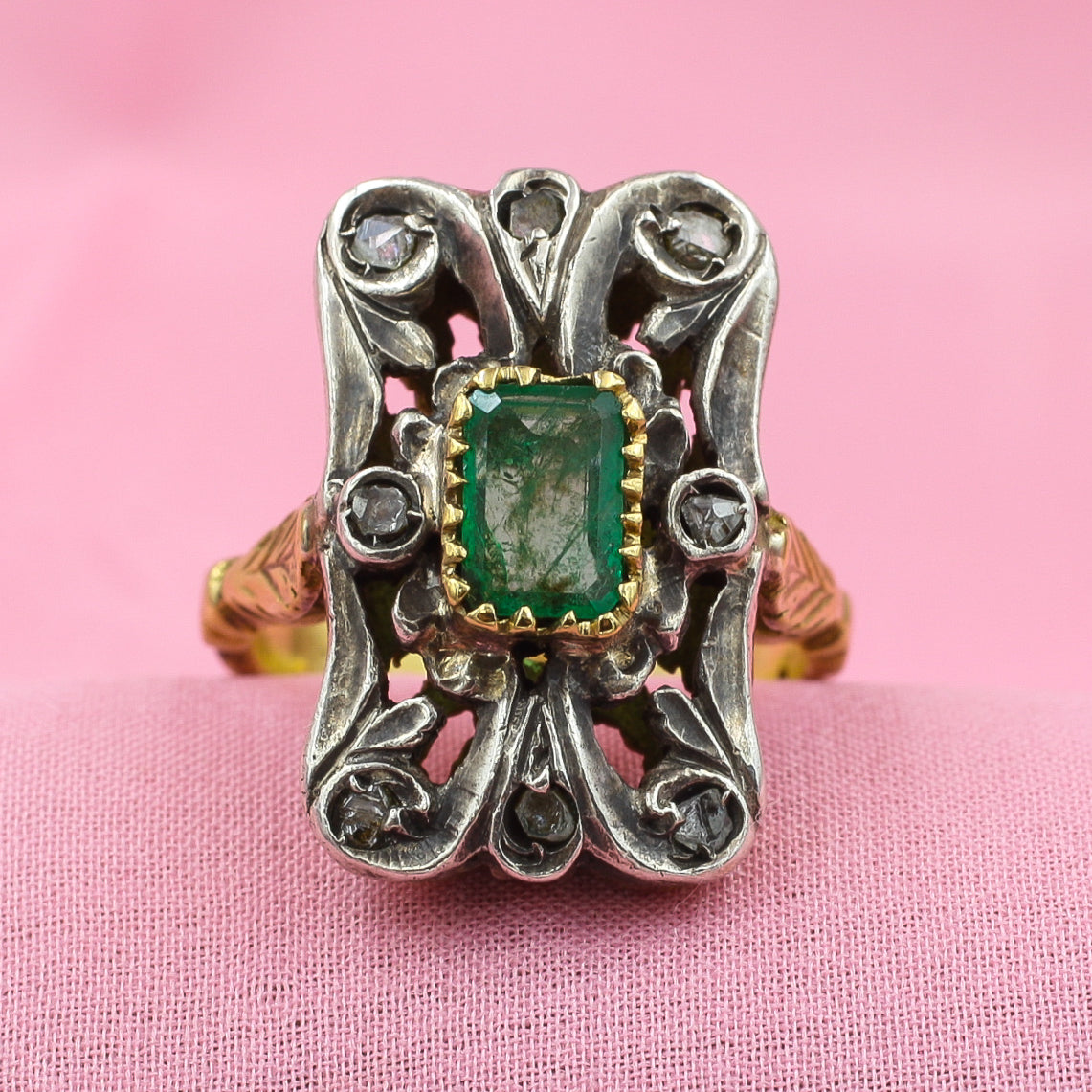 Georgian Revival Emerald Ring c1930